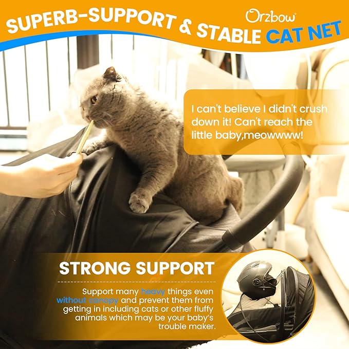 Orzbow 2-in-1 Baby Mosquito Net with UPF50+ Sunshade for Stroller, Breathable Stroller Mosquito Netting Privacy Cover with Two-Way Zipper & Storage Bag for Bassinet, Car Seat & Carrycot, Grey