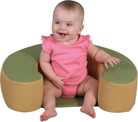 Children's Factory Woodland Sit Me Up, Foam Newborn Lounger, Indoor Soft Play Floor Pillow, Infant Support Seat, Baby Sofa for Nursery, Sage/Tan (CF349-053)