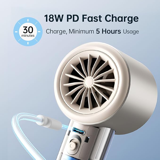 JISULIFE Handheld Fan Pro Series - Extreme Cooling Output: 1-100 Speed Scroll Wheel, Metal Body, Digital Display, 1.5H Fast Charge, 5000mAh-Portable Fan for Travel Outdoor, Gifts for Women Men(Brown)