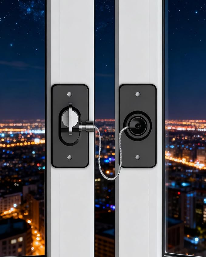 2 Pack Refrigerator Door Lock with Adhesive, No Tools Required, Child Proof Fridge Door Lock for Kids and Pets, Self Adhesive Latch for Freezer, Cabinets, Drawers, Air Oven, Windows (Patent)