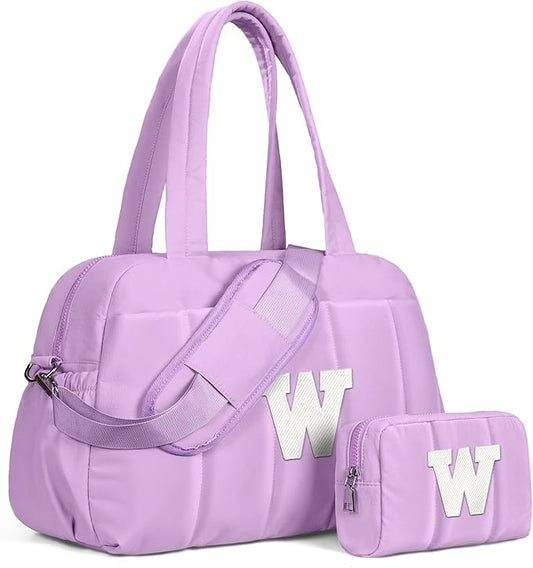 Initial Duffle Bag, Carry On Bags for Women，Overnight Bag with Wet Pocket，Trendy Gifts for Women-Lightweight Travel Bags Personalized Gym Tote with Makeup Pouch