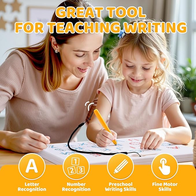 GAMENOTE Double Sided Magnetic Letter & Number Board Set - Alphabet & Numbers Tracing Board for Toddlers, ABC Uppercase & Lowercase Practicing, Math Learning, Educational Toys for Kids