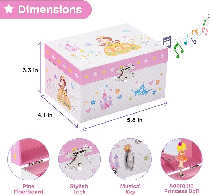 Jewelkeeper Jewelry Box for Girls - Toddler Jewlery Box - Girls Jewelry Box 6-8 - Blonde Princess Musical Jewelry Boxes, The Beautiful Dreamer Tune and Spinning Doll