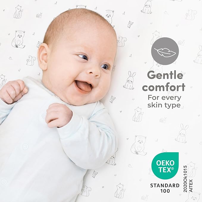 Sweety Fox 2-Pack Crib Sheets - Soft Cotton Jersey Fitted Sheets for Boys and Girls, Mini Crib Sheets, Toddler Bed Sheets (Woodland)