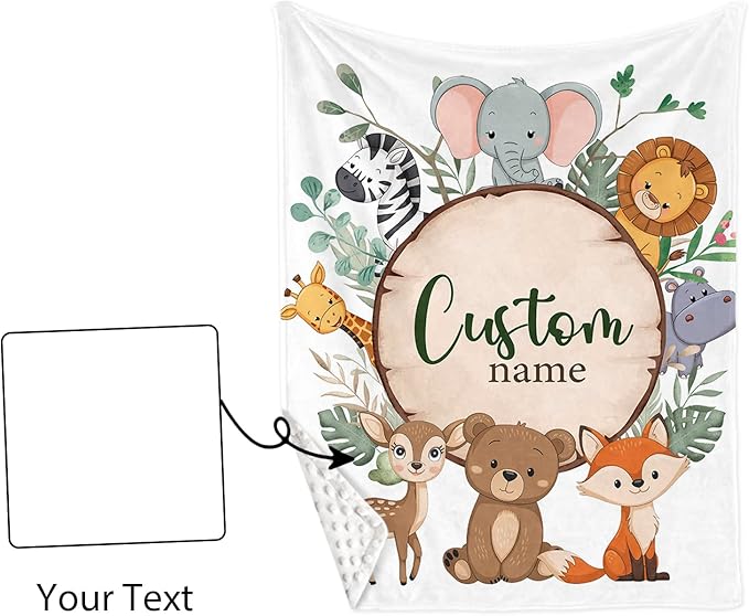 Custom Nursery Crib Bedding Set: Personalized Name 4 Piece Animal Theme Baby Crib Sets for Boys Girls - Toddler Double Layer Blanket Set, Comfortable Crib Bed Sheets for Baby Toddlers