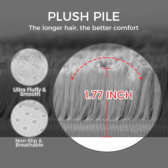 Ultra Soft Rug for Living Room, 3X5 Fluffy Shag Area Rug for Bedroom, Modern Shaggy Carpets Fuzzy Rug for Teens Dorm Nursery Home Decor Aesthetic, Upgrade Anti-Skid Durable, Tie-Dyed Light Grey