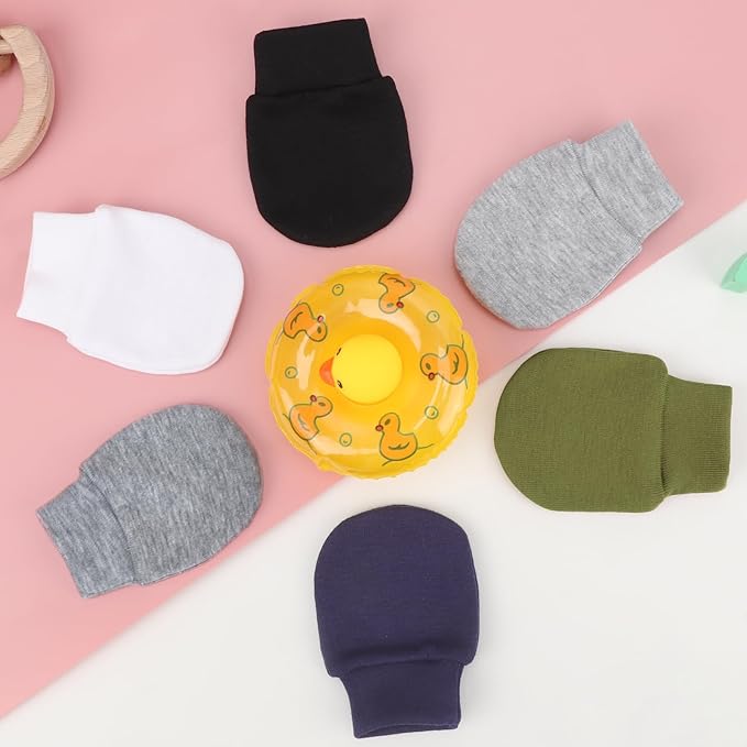 BQUBO 6 Pairs Newborn Baby Boys Girls Mittens 0-6 Months Unisex-Baby Infant Mittens Elastic No Scratch Wrist Gloves