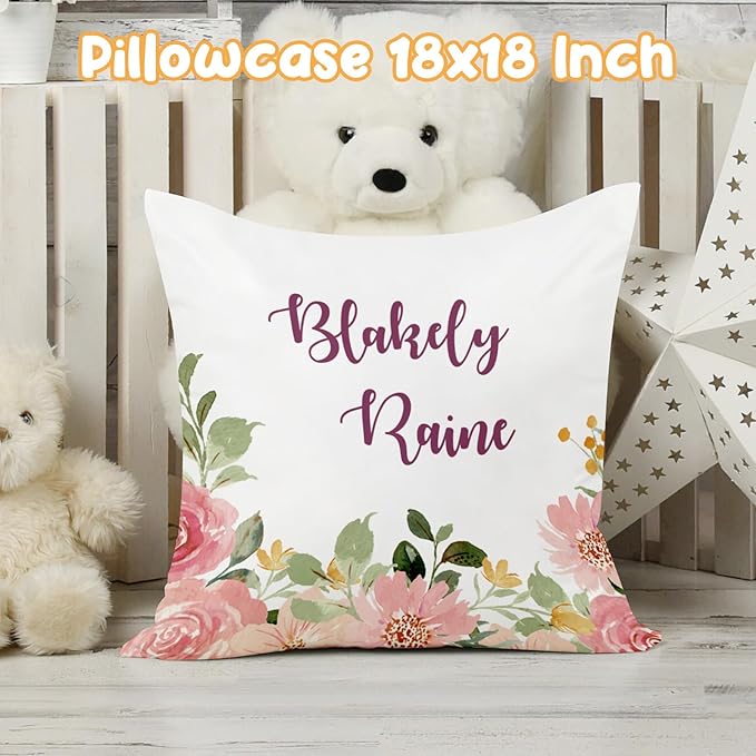 Custom Crib Bedding Set - Owl Design Personalized Name Baby Nursery Bed 3 Pcs Set - Chic Soft Blanket with Dotted Backing, Sheet, Pillowcase for Newborn Girls Boys Gifts Color21