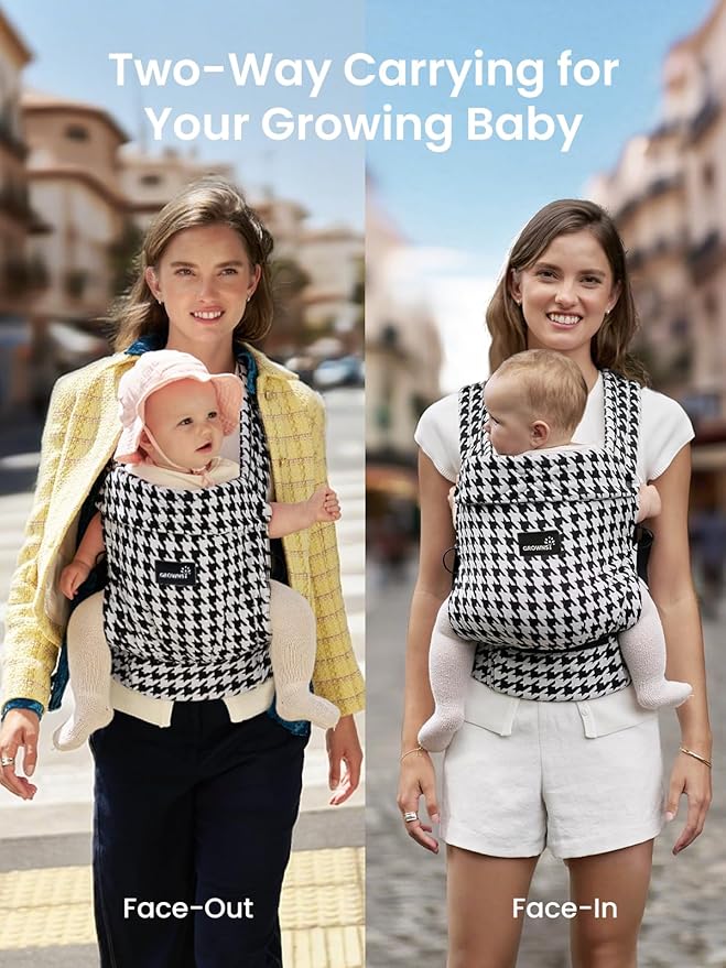GROWNSY Baby Carrier Newborn to Toddler, Ergonomic Baby Toddler Carrier Wraps with Head Support, Easy to Wear, Infant Carrier Baby Gift, Travel and Hiking Friendly, for 7 to 44 lb (Flow-Stripe)