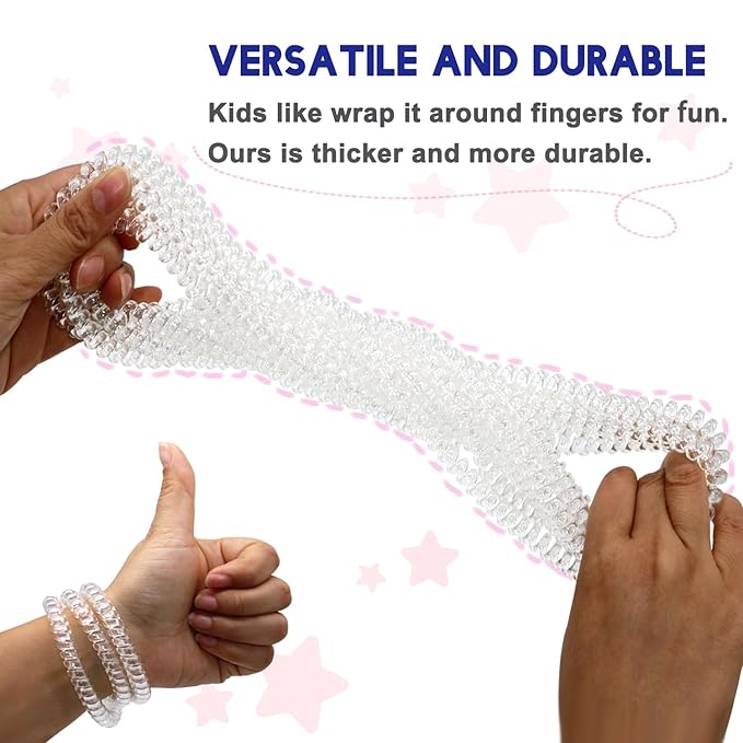 Chew Necklaces for Sensory Kids, 12 Pcs Clear Coil Chewy Necklaces Stretchy Bracelet for Boys Girls with Autism ADHD SPD,Oral Motor Chewable Necklace Reduce Anxiety and Fidgeting Stress