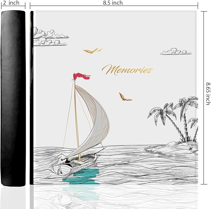 Holoary Photo Album 4x6 200 Photos Two Pictures Per Page, Memo Writing Area for Each Pocket, 200 Pockets 4”x6”, Printed Book Cover Travel Design Natural Beach Vacation Honeymoon Memories