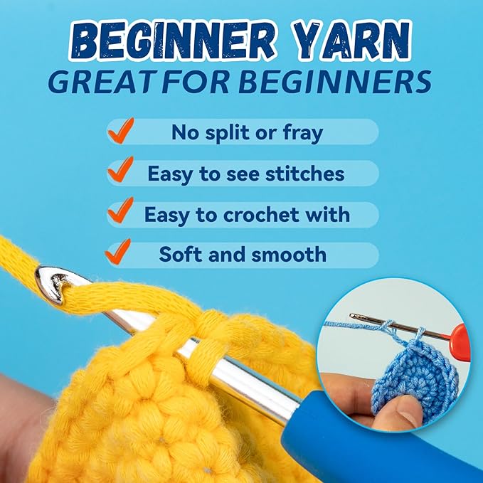 HEJIN Crochet Kit for Beginners, Beginner Crochet Kit for Adults Kids, Octopus Crochet Animal Kit Include Videos Tutorials, Yarn, Eyes, Stuffing, Crochet Hook- Boys and Girls Birthdays Gift