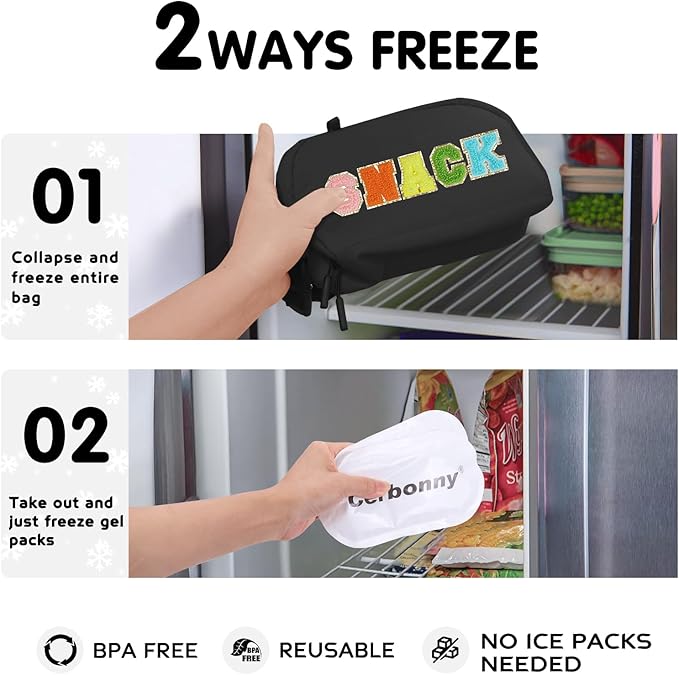 Freezable Lunch Bag for Work School Travel,Leak-Proof Small Lunch Bag