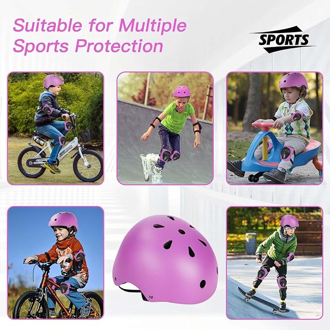 Kids Bike Helmet Set Adjustable Helmet for Ages 3-15 Kids Toddler Boys Girls Youth, Multi-Sport Bicycle Skateboarding Football Rollerskating Scooter Rollerblade Balance Bike Helmets