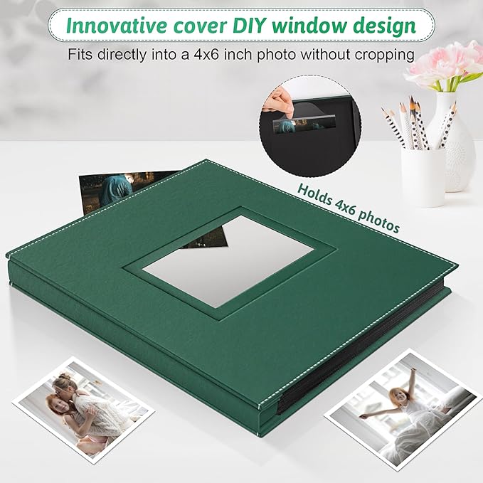 Popotop Photo Album 4x6 500 Pockets with Leather Hardcover Cover, Large Photo Album Binder Book with 50Pcs Pages for Family Travel Wedding Baby Gifts