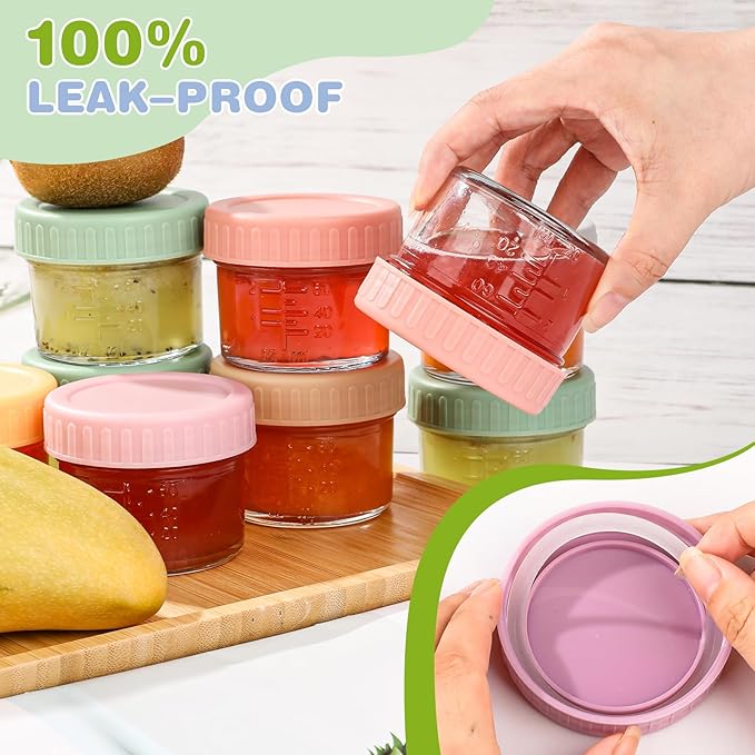32-Pack Leakproof 4oz Glass Baby Food Jars With Lids - BPA Free, Freezer & Microwave Safe