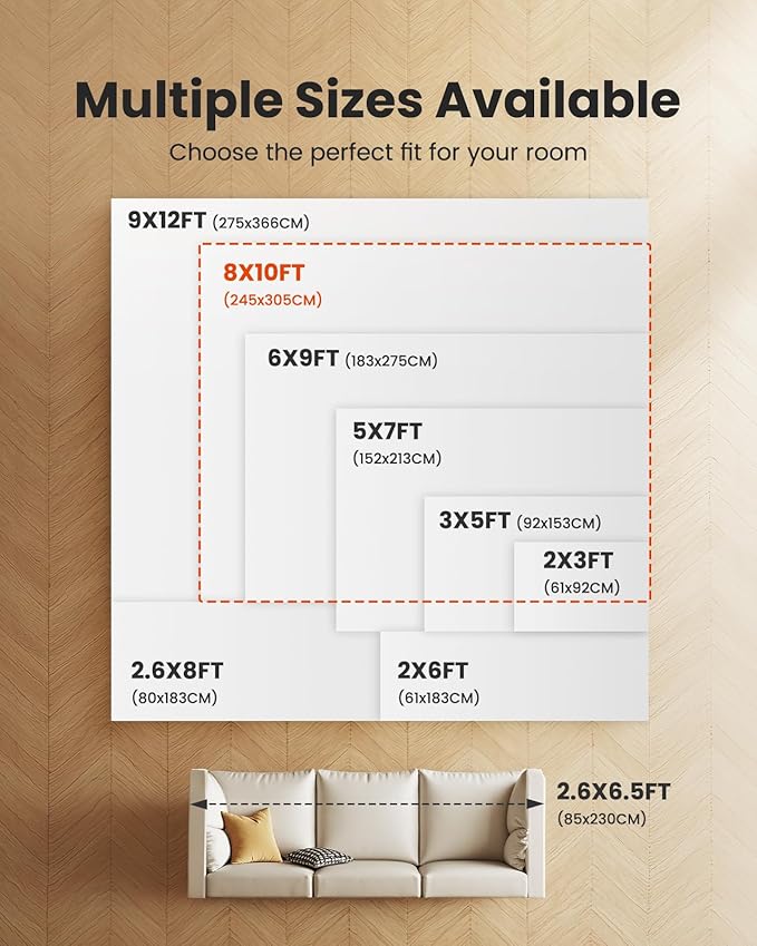 Amada 8x10 Area Rug, Modern Abstract Living Room Rug with Non-Slip Backing & Short Pile, Large Washable Rug with Abstract Pattern for Living Room, Bedroom and Dinning Room, Light Grey