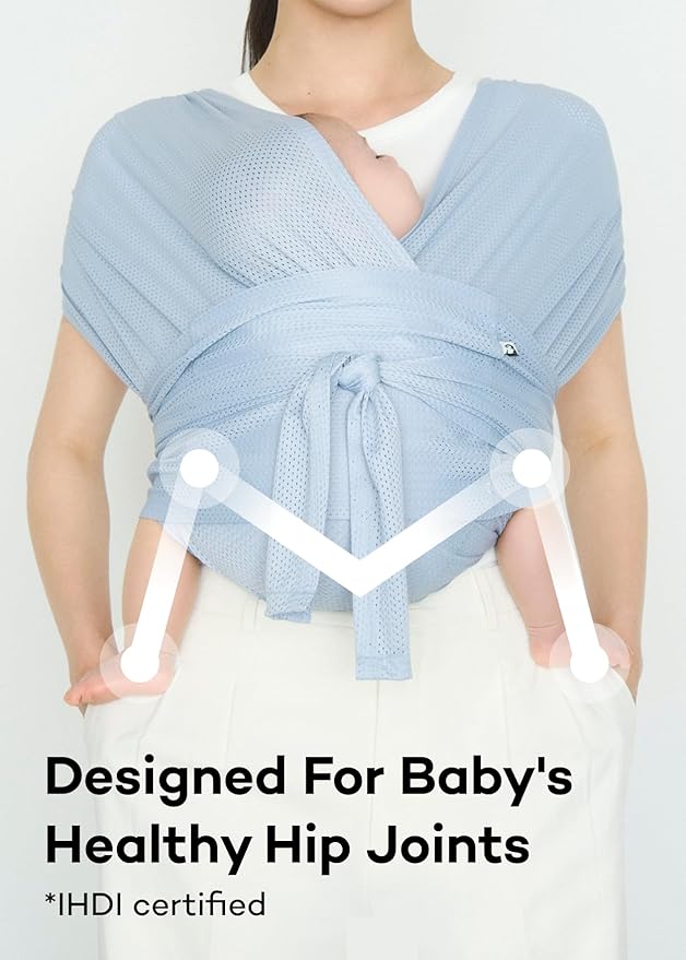 Konny Baby Carrier Flex SoftBreeze with Head Support - Adjustable, Easy to Wear Baby Wrap Sling, Perfect for Newborn Babies Essentials up to 44 lbs (M-4XL) - Neutral Beige