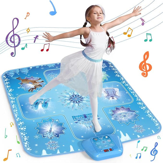GirlsHome Dance Mat - Frozen Toys for Girls Electronic Dance Pad with 5 Game Modes, Built-in Music, Touch Sensitive Light Up LED Kids Musical Mat, Christmas & Birthday Gift for Girls 3-13