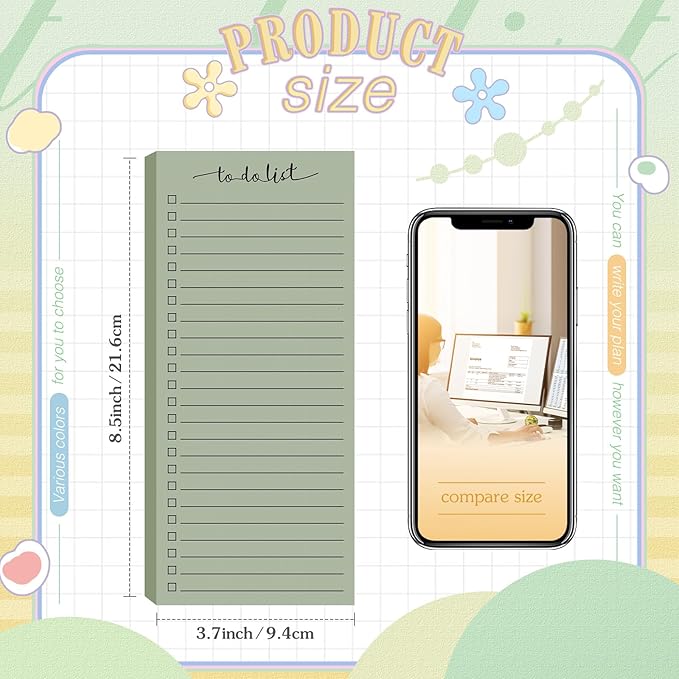 Censen 10 Pack 500 Sheets To Do List Notes Daily Checklist Notepads with 50 Sheets Each Undated Color Memo Pad Block Shopping List Pad Weekly Plan Notepad Organizer Planners(Morandi Color,Frame)