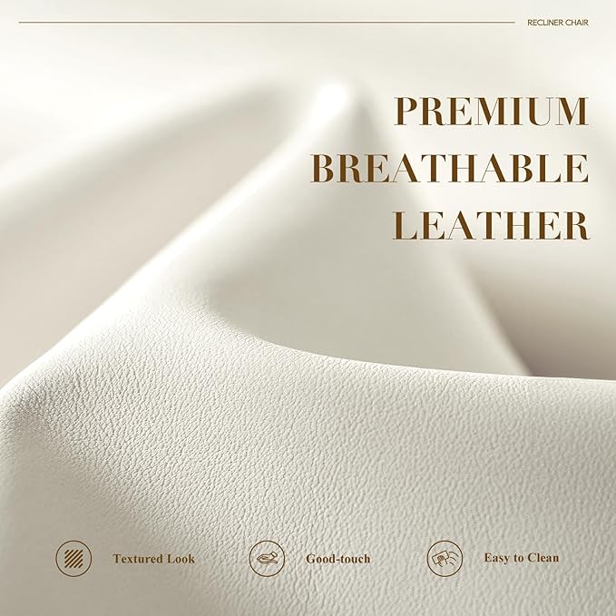 COLAMY Faux Leather Swivel Recliner Chair with Footrest, High Back with Double-Layer Cushion, Glider Recliner for Nursery & Living Room, Bedroom, Beige