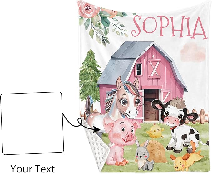 Personalized Nursery Crib Bedding Set: Custom Name 5 Piece Baby Crib Sets with Animal House Design - Toddler Double Layer Blanket Set, Comfortable Crib Bed Sheets for Baby Grils