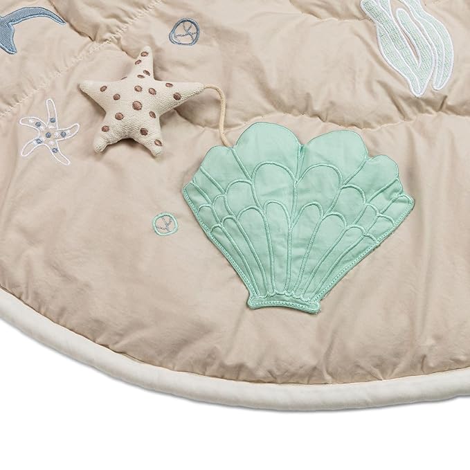 Crane Baby Activity Mat, Interactive Baby Play Mat for Boys and Girls, Sea Life, 36" x 36", Stimulating Baby Toys & Mirror, Infant Play Mat, Tummy Time Baby Floor Mat, Kids Play Mat, Tummy Time Mat