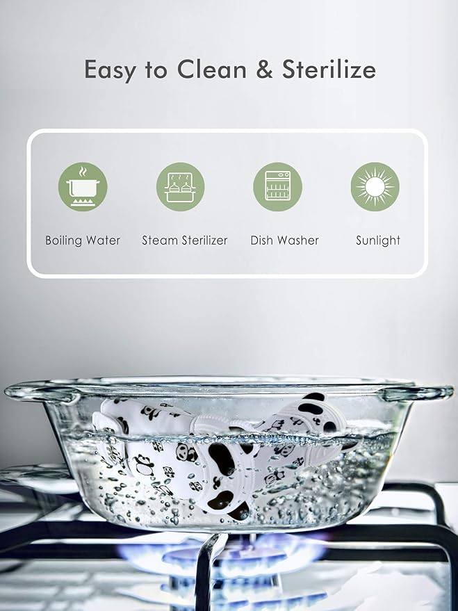 Giftty Baby Teething Mitten Panda Hand Teether Soothing Glove Wearable Teething Toy with Crinkle Sound, Multi Textured for Infants 3-12M (1 Pair)