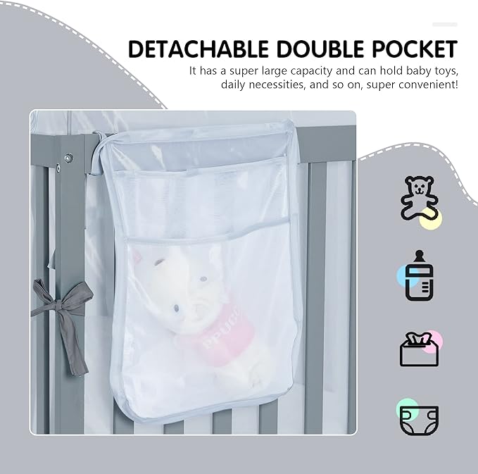 Porayhut Portable Baby Crib Net Safety Mesh Tent,Pop up Infant Mosquito Net, See Through Canopy Netting Cover for Baby&Toddler to Keep Baby from Climbing Out.