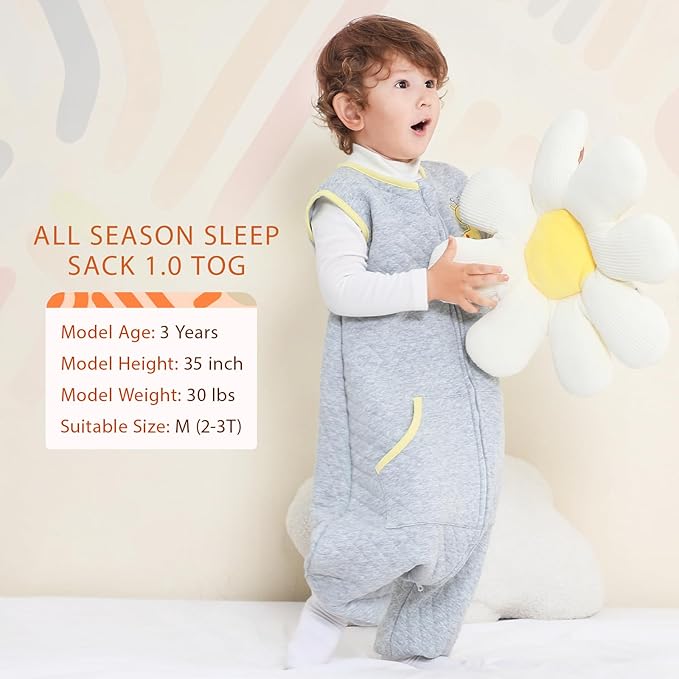 Baby Toddler Sleep Sack with Feet 2.5 TOG Winter, Wearable Blanket with Legs, Toddler Sleeping Sack Long Sleeve (Giraffe, 2T-3T)