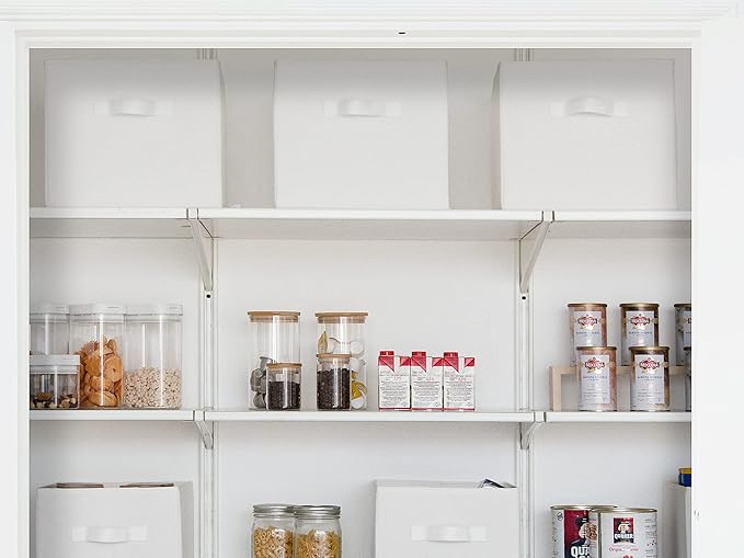 StorageWorks Storage Baskets for Shelves, Foldable Fabric Closet Storage Bins with Handles, Fabric Storage Bins Clothes Organizer, White, 3-Pack, Extra Large