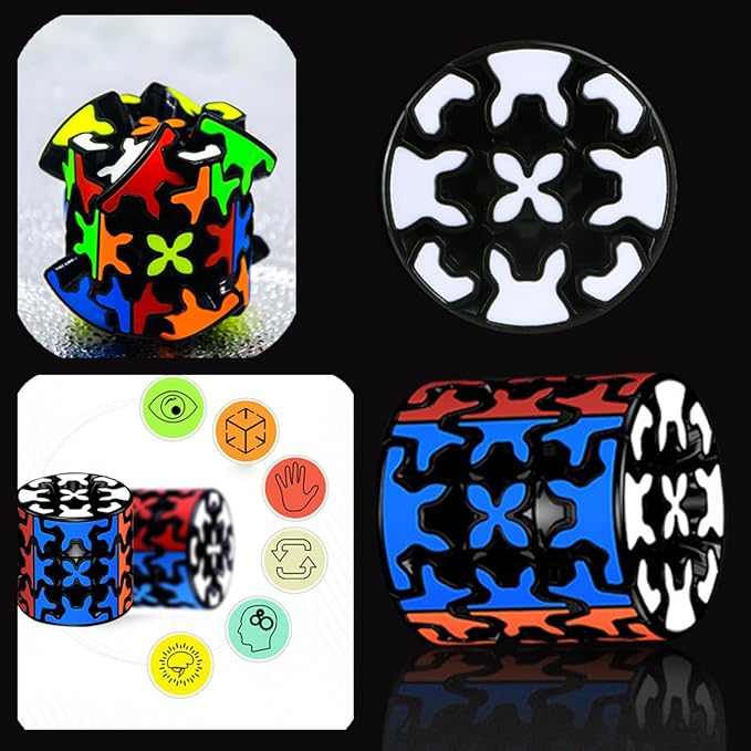 Gear Cube 3x3 with Three-Dimensional Gear Structure Magic Cube 3x3x3 Puzzles Toys (60mm) Brain Teaser Puzzle Game Toy for Children and Adults (Style C)