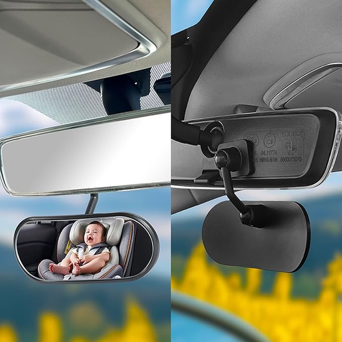 Car Rearview Mirror Rear View Mirrors for Baby 360 Adjustable Automotive Interior Mirrors Cars Mirror Rear Facing Kids Observing (Adhesive Base)