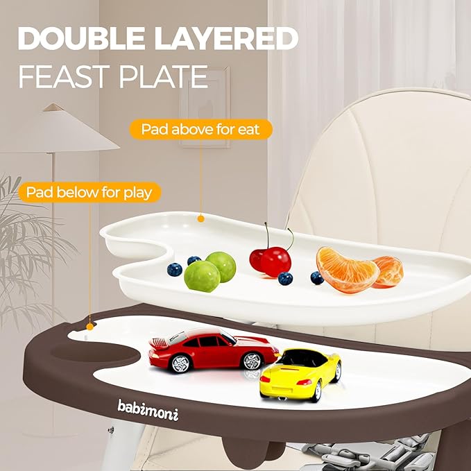 3 in 1 High Chairs for Babies and Toddlers, Convertible High Chair, High Chair with Foot Rest and Double Tray, Easy to Clean, Compact and Versatile, Perfect for Growing Kids, Cream
