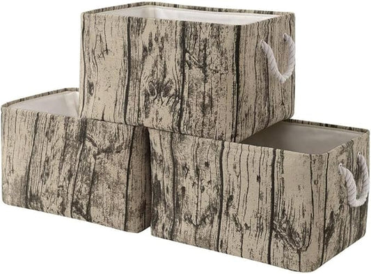 TcaFmac Fabric Storage Basket, Decorative Canvas Storage Bins Baskets for Gifts Empty Tree Stump