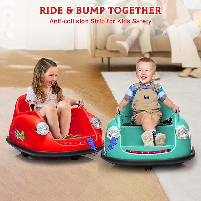 12V Bumper Car for Toddlers, Electric Toy Ride on Battery Car with Kids W/Parent Remote Control, 2-Speed, 360 Degree Spin, Music & LED Lights for Kids, Red
