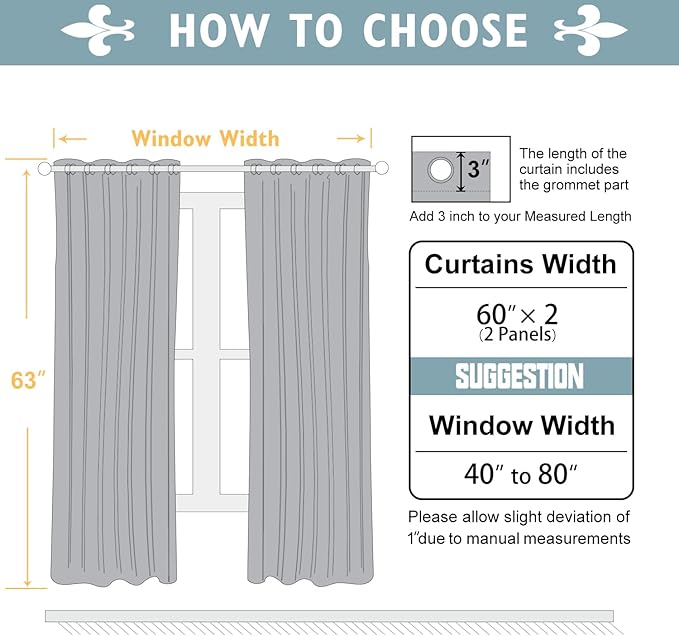 ChrisDowa 100% Blackout Curtains 63 inch Long for Bedroom with Black Liner, Extra Wide 2 Thick Layers Total Blackout Thermal Insulated Grommet Window Curtains 2 Panels Set (Beige, 60 x 63 Inch)