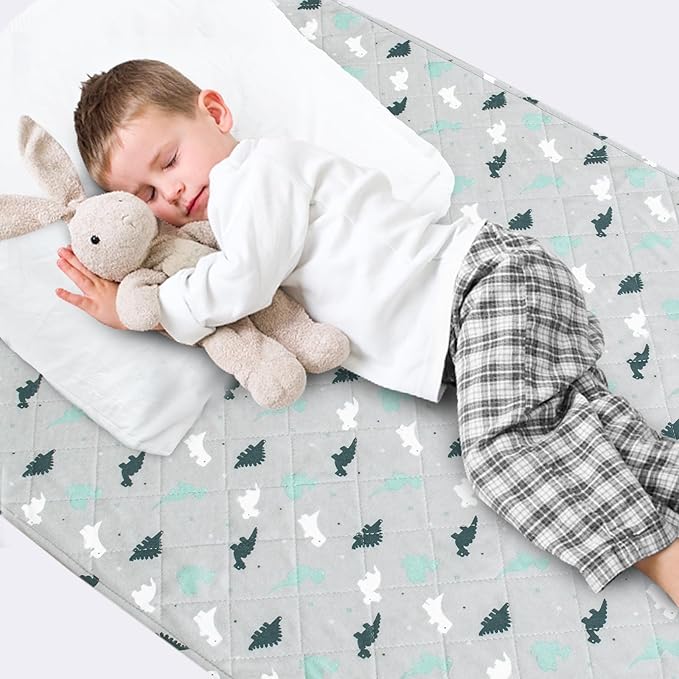 Potty Training Pee Pads for Kids, Toddlers Mattress Pad 100% Waterproof, Non Slip 34''x 36'' Bed Wetting Pad for Twin Beds, Washable, Reusable Mattress & Sheet Protector, Dinosaur