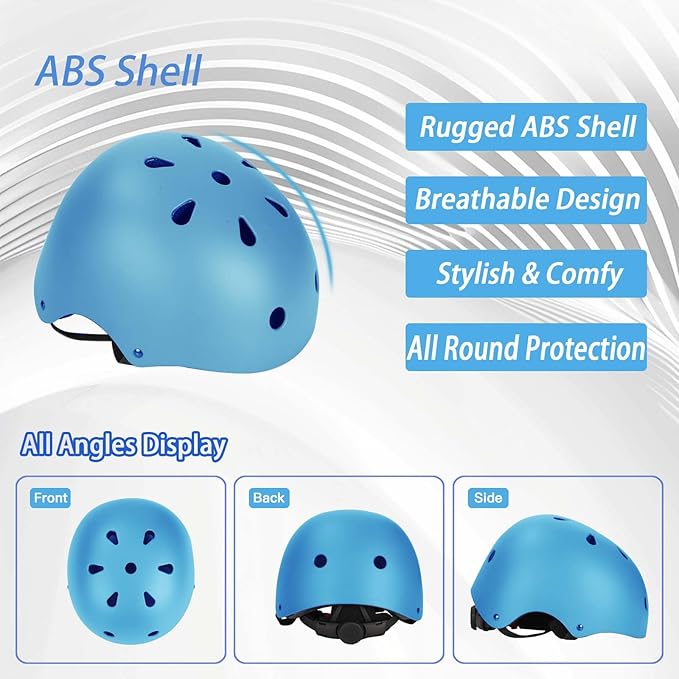 Kids Bike Helmet Set Adjustable Helmet for Ages 3-15 Kids Toddler Boys Girls Youth, Multi-Sport Bicycle Skateboarding Football Rollerskating Scooter Rollerblade Balance Bike Helmets