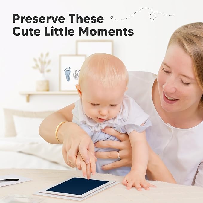 4-Pack Inkless Baby Hand and Footprint Kit - Mess Free Ink Pad for Newborn Keepsake, Dog Nose & Paw Print Kit, Clean Touch Ink Pad for Baby Hand & Footprints, Ideal New Mom Gifts (Jet/Navy, Large)