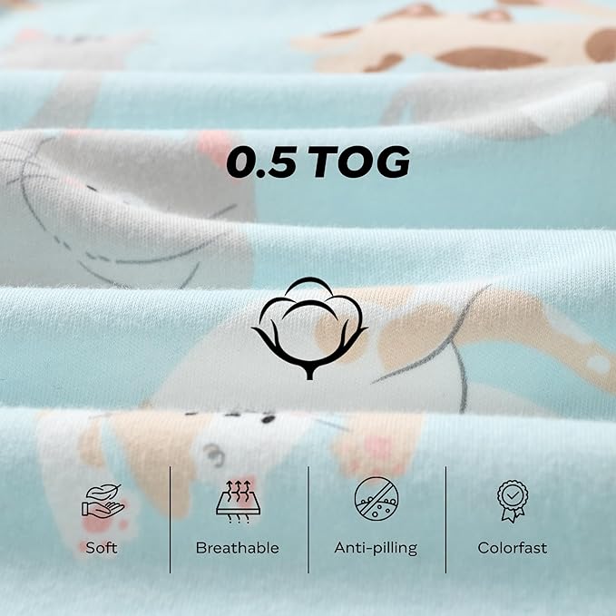 JELLYMONI Baby Sleep Sack 12-18 Months Wearable Blanket for Baby, 100% Cotton 2 Pack Infant Toddler Sleeping Sack Lightweight Soft 2-Way Zipper Sleepsack