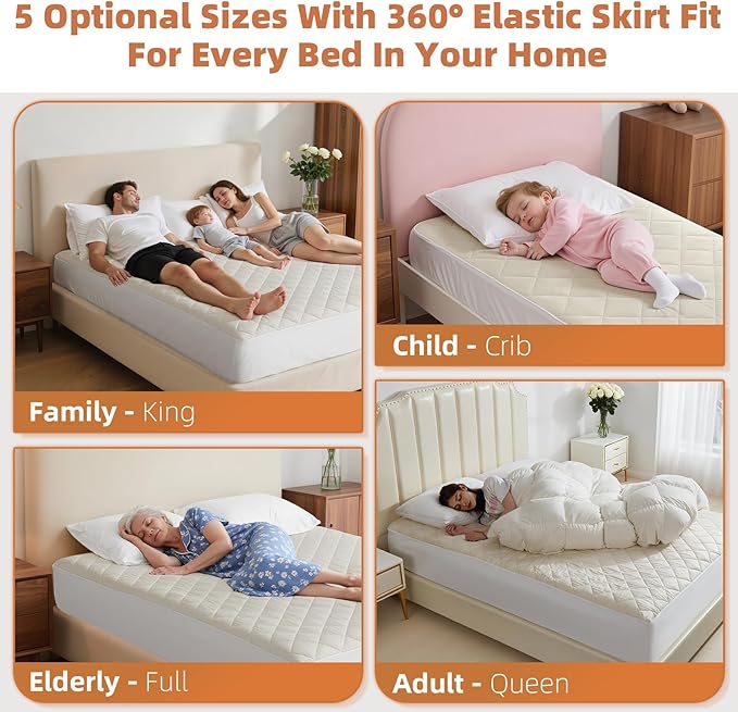 Lofe Organic Cotton King Mattress Protector - Top&Side 100% Waterproof Mattress Protectors, Breathable Organic Mattress Protector, Noiseless King Mattress Protectors Waterproof 80x76x17 in