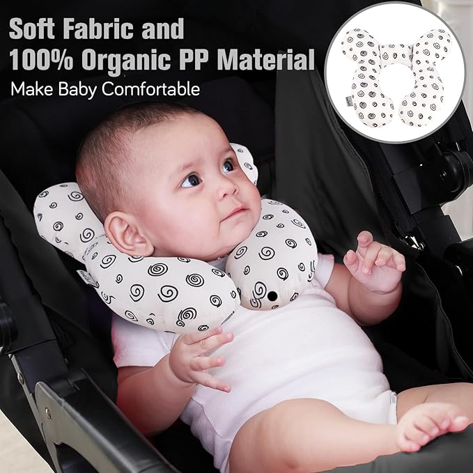KAKIBLIN Baby Neck Pillow, Baby Head Pillow, Upgraded Travel Support Pillow for Carseat, Neck Support for Car Seat,Pushchair (Snail)