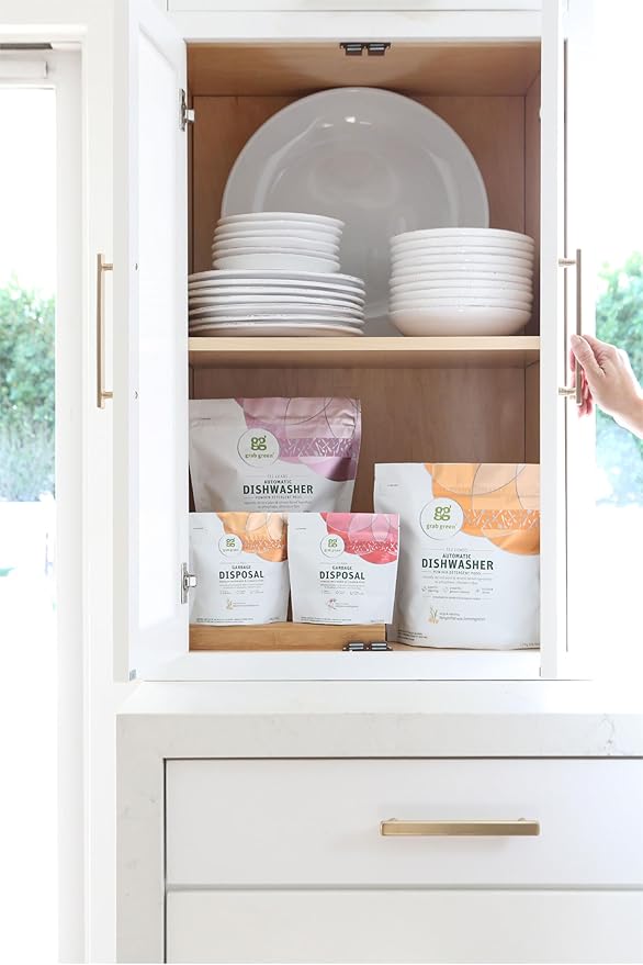 Grab Green Automatic Dishwashing Detergent Pods, 132 Count, Tangerine Lemongrass Scent, Plant and Mineral Based, Superior Cleaning, Powerful Grease Removal, Brilliant Shine