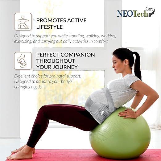 NeoTech Care Pregnancy Support Maternity Belt, Waist/Back/Abdomen Band, Belly Brace (Size XXL, Grey Color)