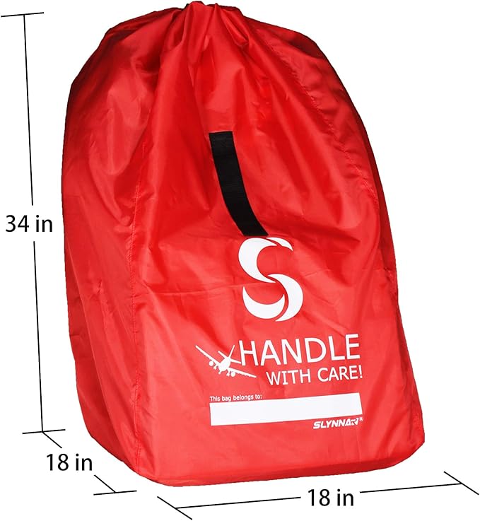 Car Seat Travel Bag for Airplane - Fits Convertible Car Seats, Infant carriers & Booster Seats, Red Upgrade (Red Upgrade)