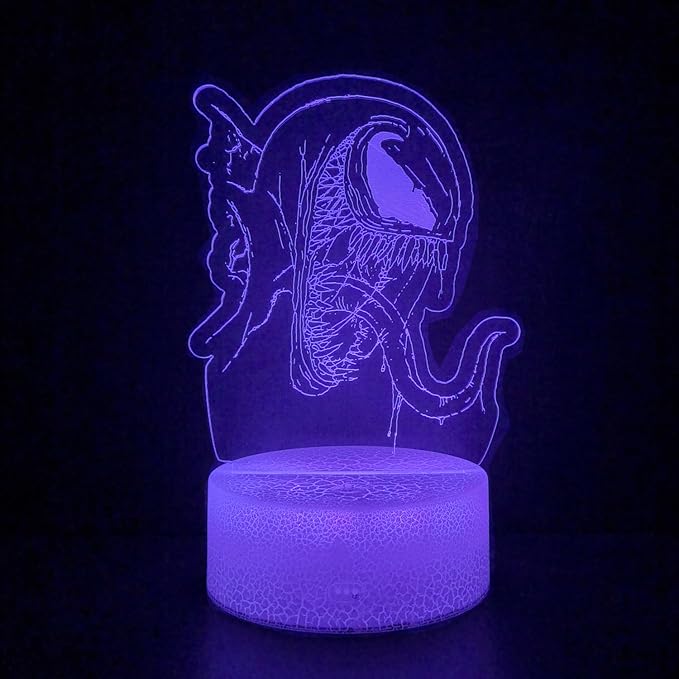 3D Night Light, Alien Monster Illusion Table Lamp with 16 Colors Remote Control Touch Lamp LED USB Night Light Desk Lamps Room Decorations Home Decor Holiday Birthday Light
