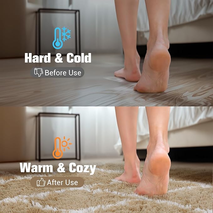 Fluffy Rug for Bedroom, 8X10Feet Stripe Checkered Rug Anti-Skid High Pile for Living Room Bedroom Kids Room Nursery, Dorm Home Decor