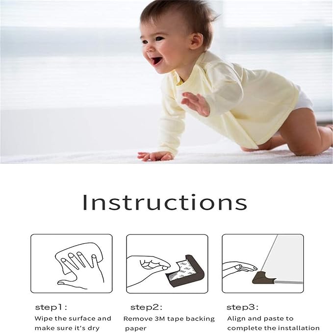 DYKESON Soft Corner Protector - Baby Safety Cushion & Corner Bumpers, Table Edge Protector, Baby Proofing Edge, Corner Guards, 12 Pack, Black