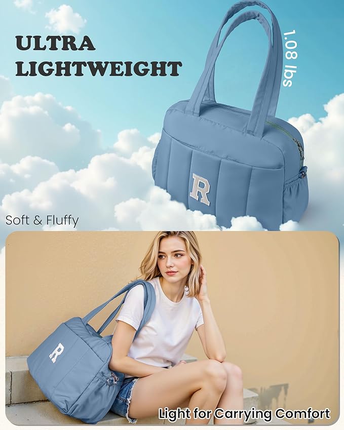 Initial Duffle Bag, Yoga Bags for Women，Overnight Bag with Wet Pocket，Lightweight Work Bags Personalized Gym Tote with Makeup Pouch-Gifts for Women Birthday